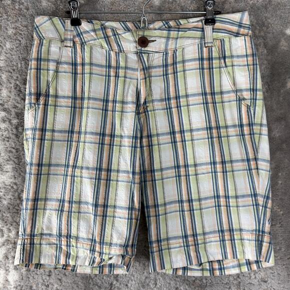 Paradise Shores Size 12 Flat Front Plaid Shorts Colorful Button Zip Casual - Picture 1 of 10